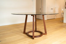 Load image into Gallery viewer, Walnut &amp; Glass Round Dining Table | Pedestal Table