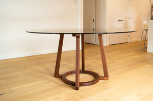 Walnut & Glass Round Dining Table | Pedestal Table