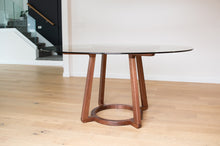 Load image into Gallery viewer, Walnut &amp; Glass Round Dining Table | Pedestal Table