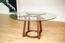 Load image into Gallery viewer, Walnut &amp; Glass Round Dining Table | Pedestal Table