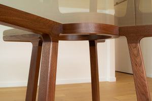 Walnut & Glass Round Dining Table | Pedestal Table