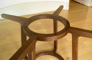 Walnut & Glass Round Dining Table | Pedestal Table