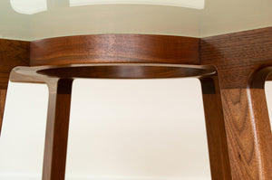 Walnut & Glass Round Dining Table | Pedestal Table