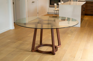 Walnut & Glass Round Dining Table | Pedestal Table